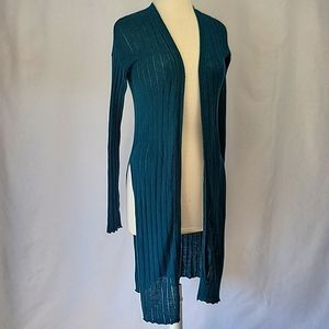 Free People Ribby Rib Open Cardigan Dark Teal Size Small